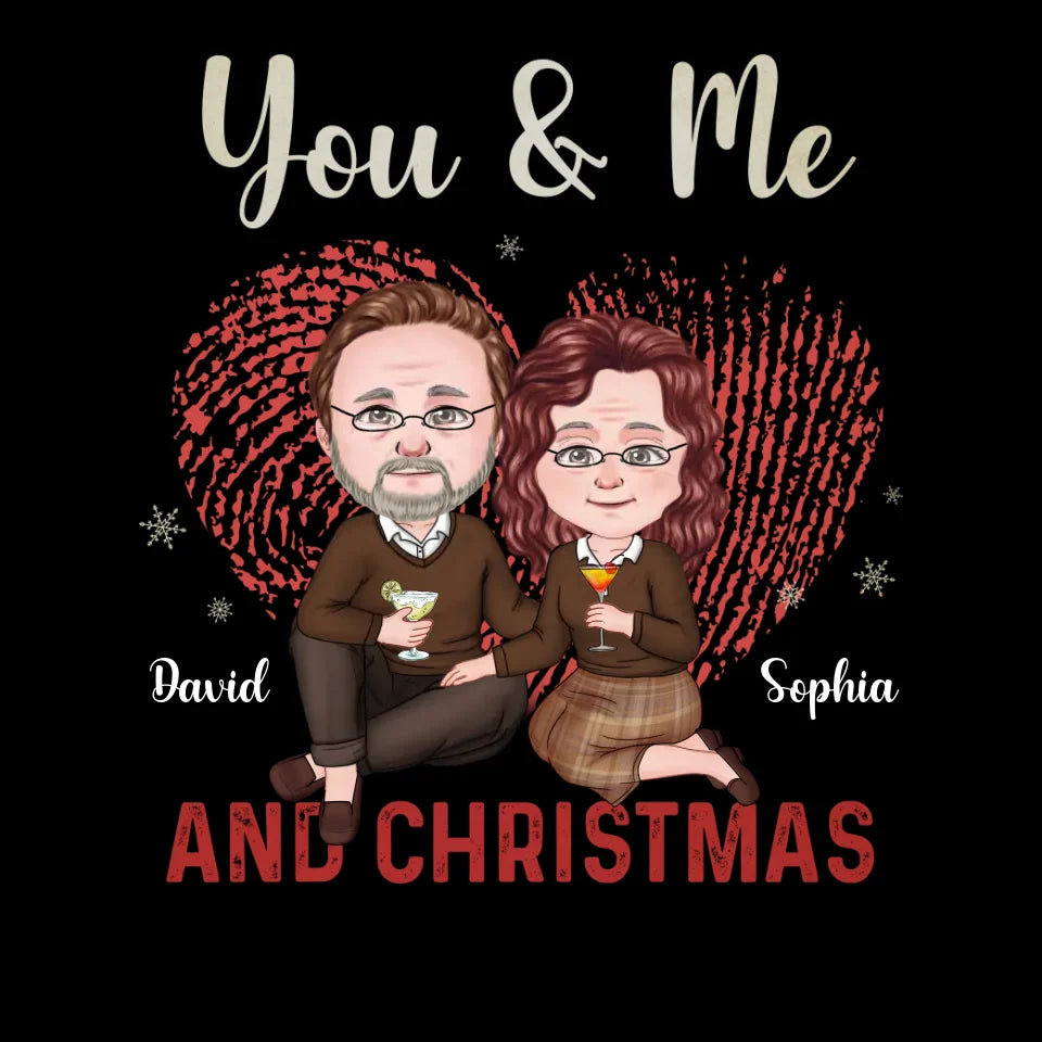 You & Me And Christmas - Custom Name - Personalized Gift For Couples - Unisex Sweater