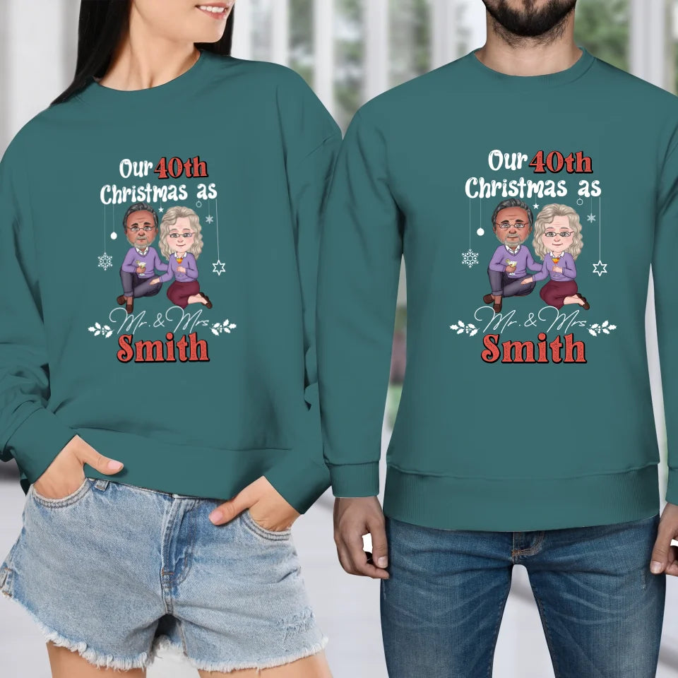 Our Christmas As Mr & Mrs - Custom Anniversary Year - Personalized Gift For Couples - Unisex Sweater