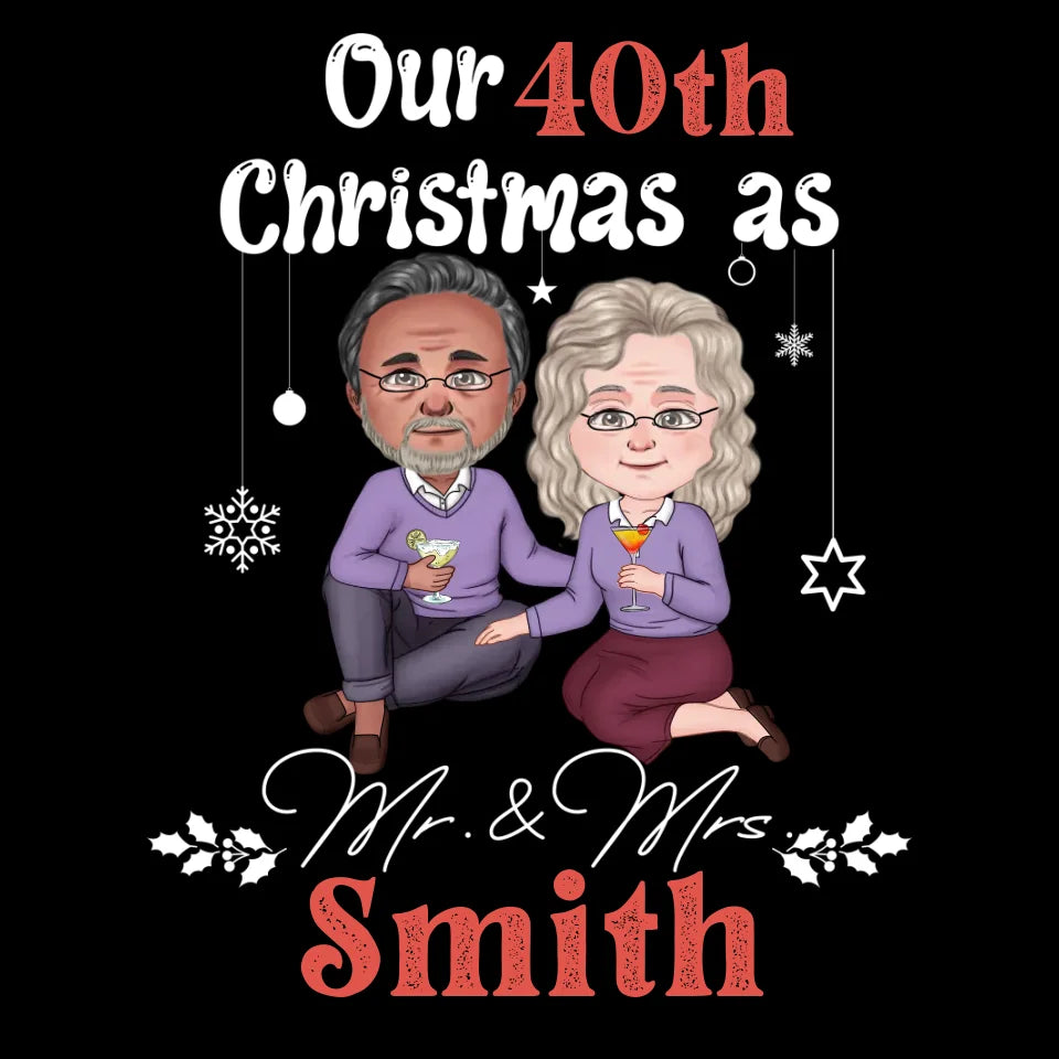 Our Christmas As Mr & Mrs - Custom Anniversary Year - Personalized Gift For Couples - Unisex Sweater