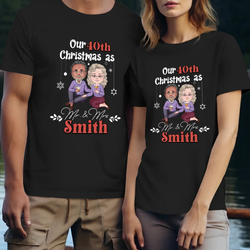 Our Christmas As Mr & Mrs - Custom Anniversary Year - Personalized Gift For Couples - Unisex T-Shirt