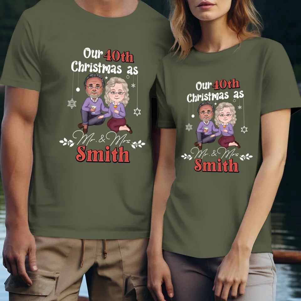 Our Christmas As Mr & Mrs - Custom Anniversary Year - Personalized Gift For Couples - Unisex T-Shirt