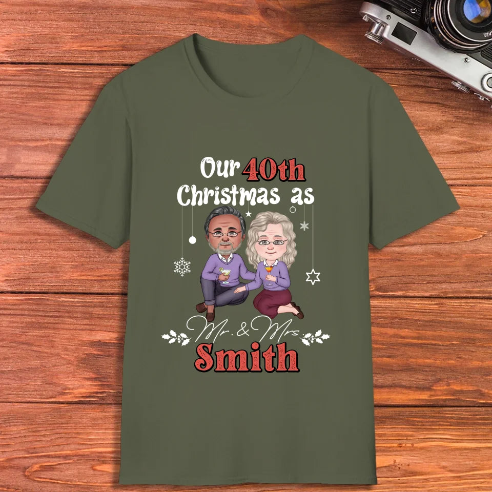 Our Christmas As Mr & Mrs - Custom Anniversary Year - Personalized Gift For Couples - Unisex T-Shirt