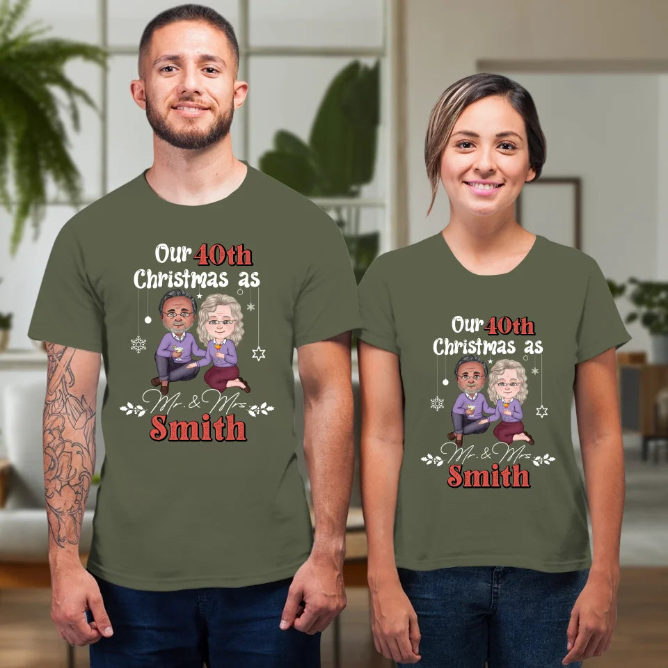 Our Christmas As Mr & Mrs - Custom Anniversary Year - Personalized Gift For Couples - Unisex T-Shirt