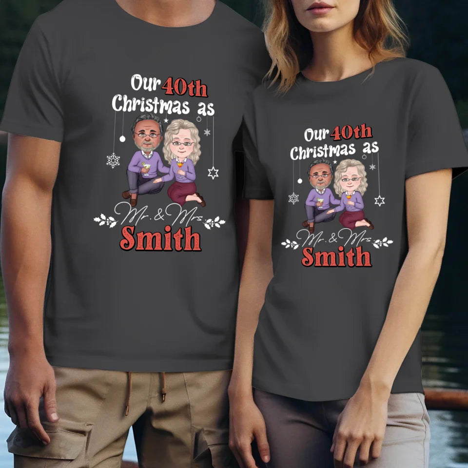 Our Christmas As Mr & Mrs - Custom Anniversary Year - Personalized Gift For Couples - Unisex T-Shirt