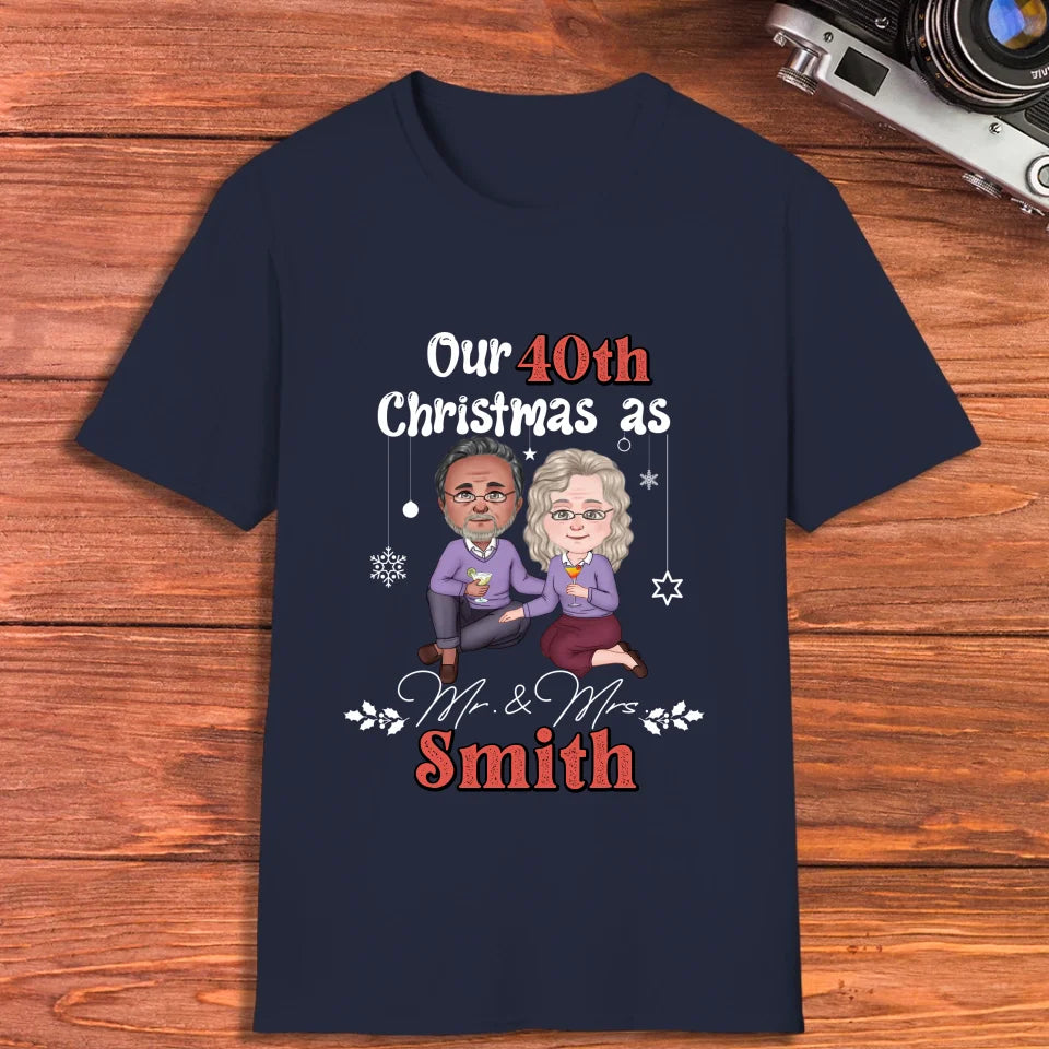 Our Christmas As Mr & Mrs - Custom Anniversary Year - Personalized Gift For Couples - Unisex T-Shirt