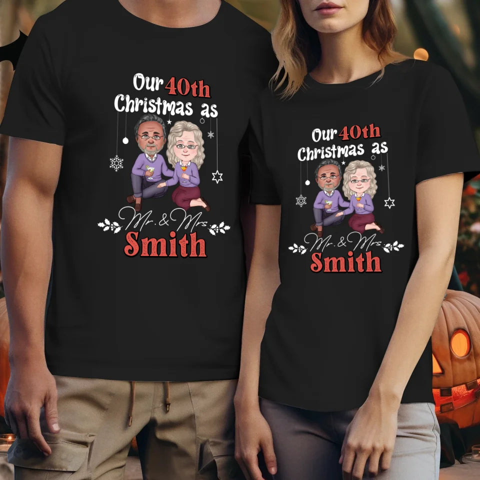 Our Christmas As Mr & Mrs - Custom Anniversary Year - Personalized Gift For Couples - Unisex T-Shirt