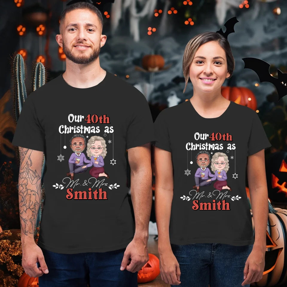 Our Christmas As Mr & Mrs - Custom Anniversary Year - Personalized Gift For Couples - Unisex T-Shirt