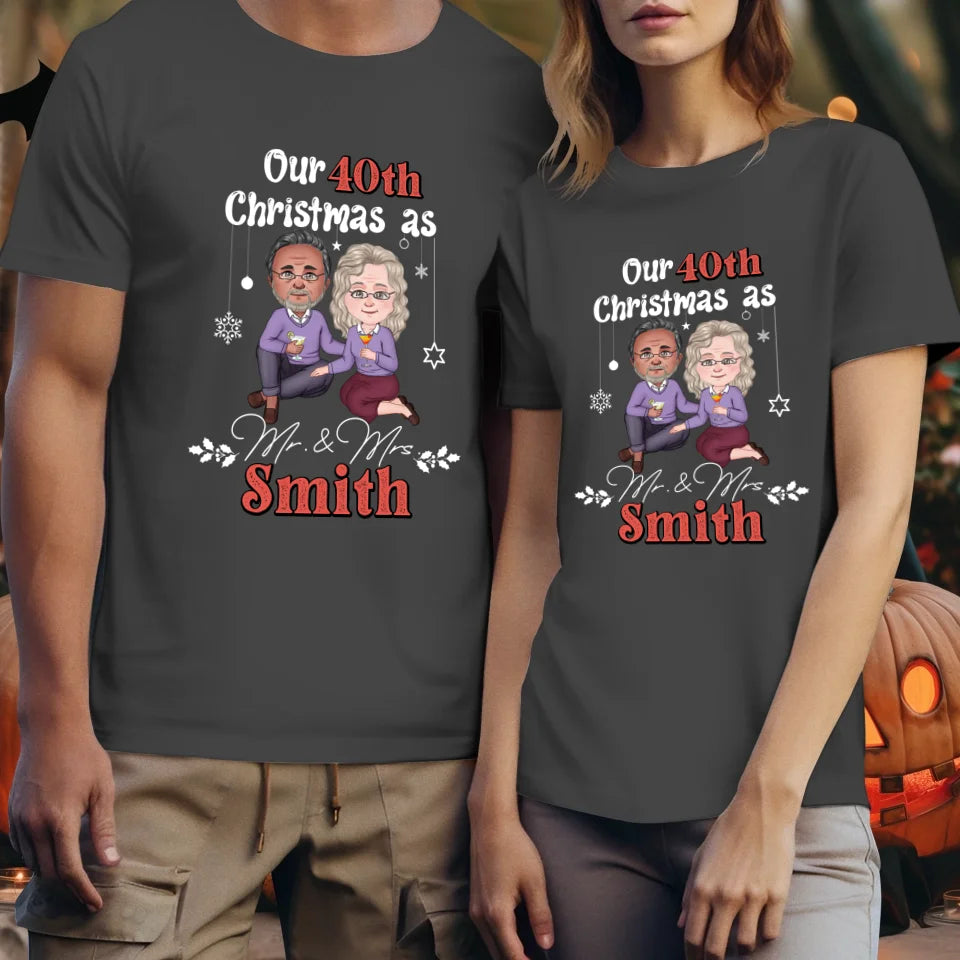 Our Christmas As Mr & Mrs - Custom Anniversary Year - Personalized Gift For Couples - Unisex T-Shirt