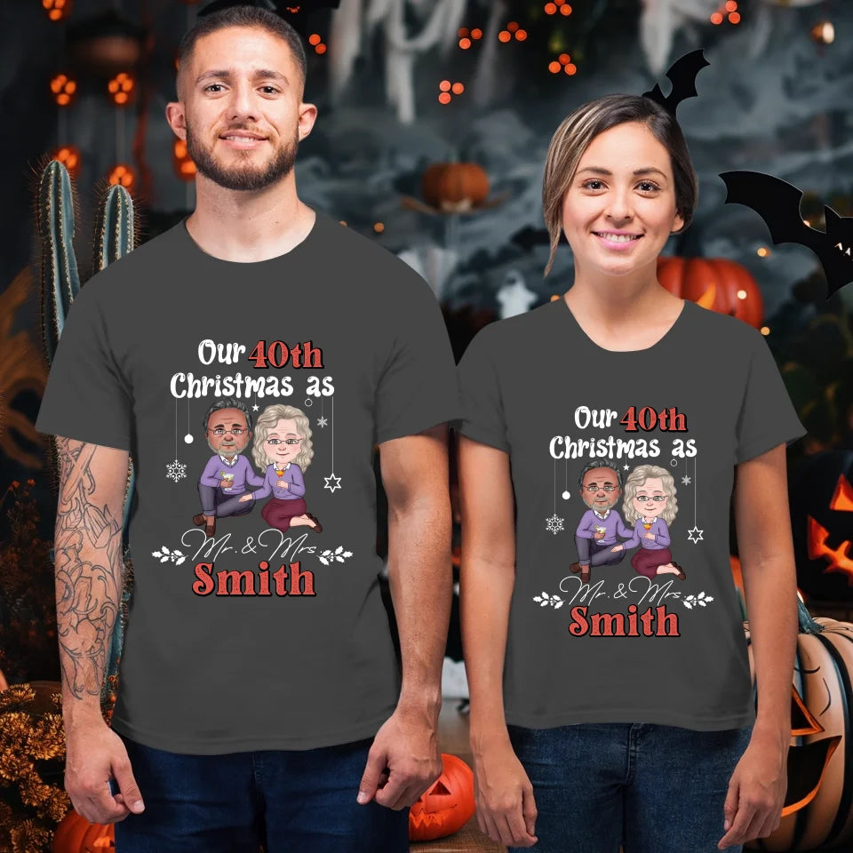 Our Christmas As Mr & Mrs - Custom Anniversary Year - Personalized Gift For Couples - Unisex T-Shirt