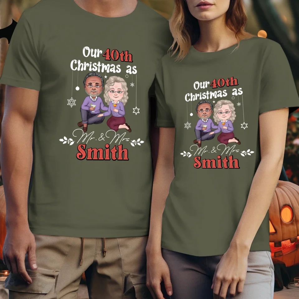 Our Christmas As Mr & Mrs - Custom Anniversary Year - Personalized Gift For Couples - Unisex T-Shirt