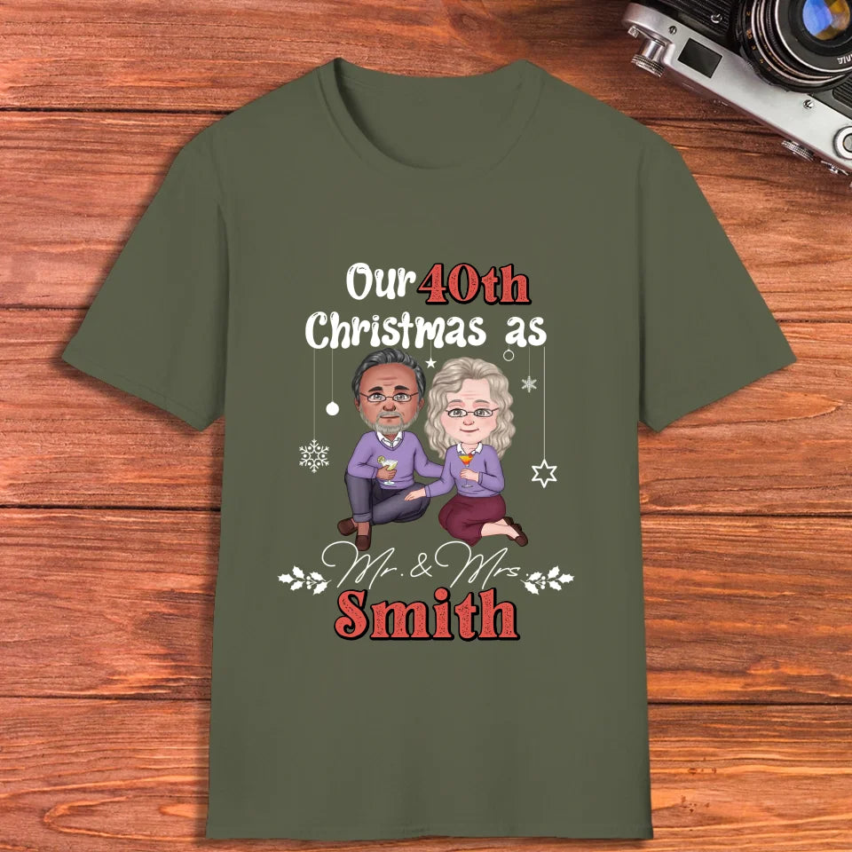 Our Christmas As Mr & Mrs - Custom Anniversary Year - Personalized Gift For Couples - Unisex T-Shirt