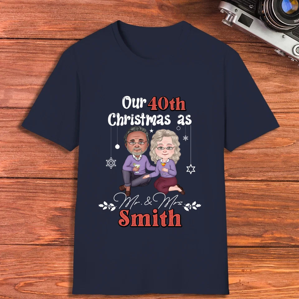 Our Christmas As Mr & Mrs - Custom Anniversary Year - Personalized Gift For Couples - Unisex T-Shirt