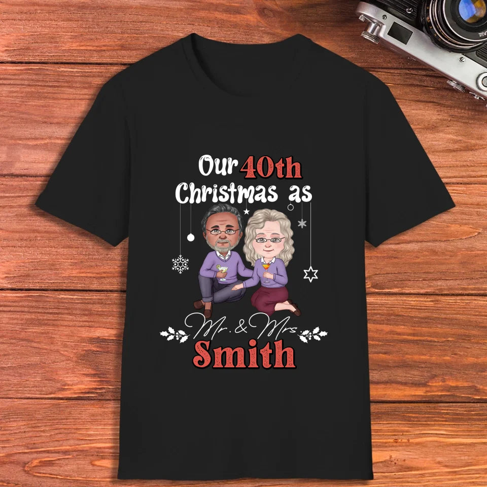 Our Christmas As Mr & Mrs - Custom Anniversary Year - Personalized Gift For Couples - Unisex T-Shirt