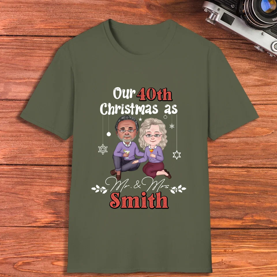 Our Christmas As Mr & Mrs - Custom Anniversary Year - Personalized Gift For Couples - Unisex T-Shirt