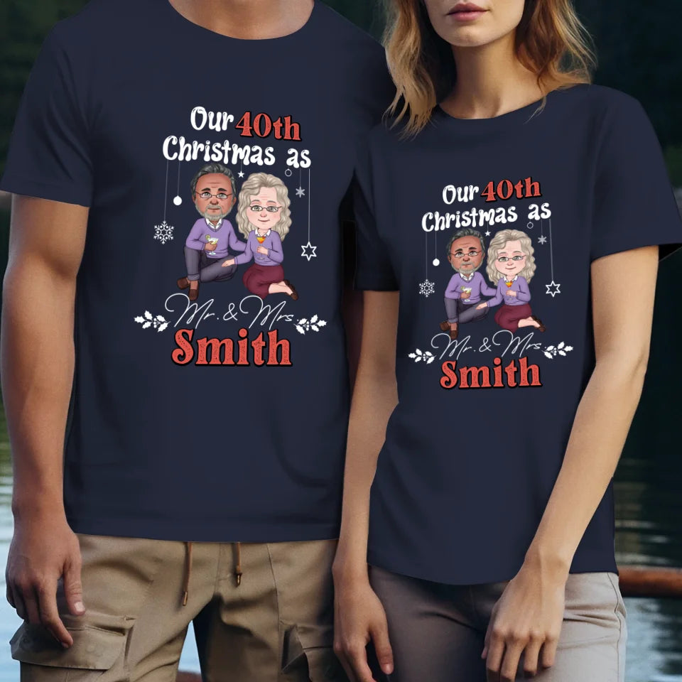 Our Christmas As Mr & Mrs - Custom Anniversary Year - Personalized Gift For Couples - Unisex T-Shirt