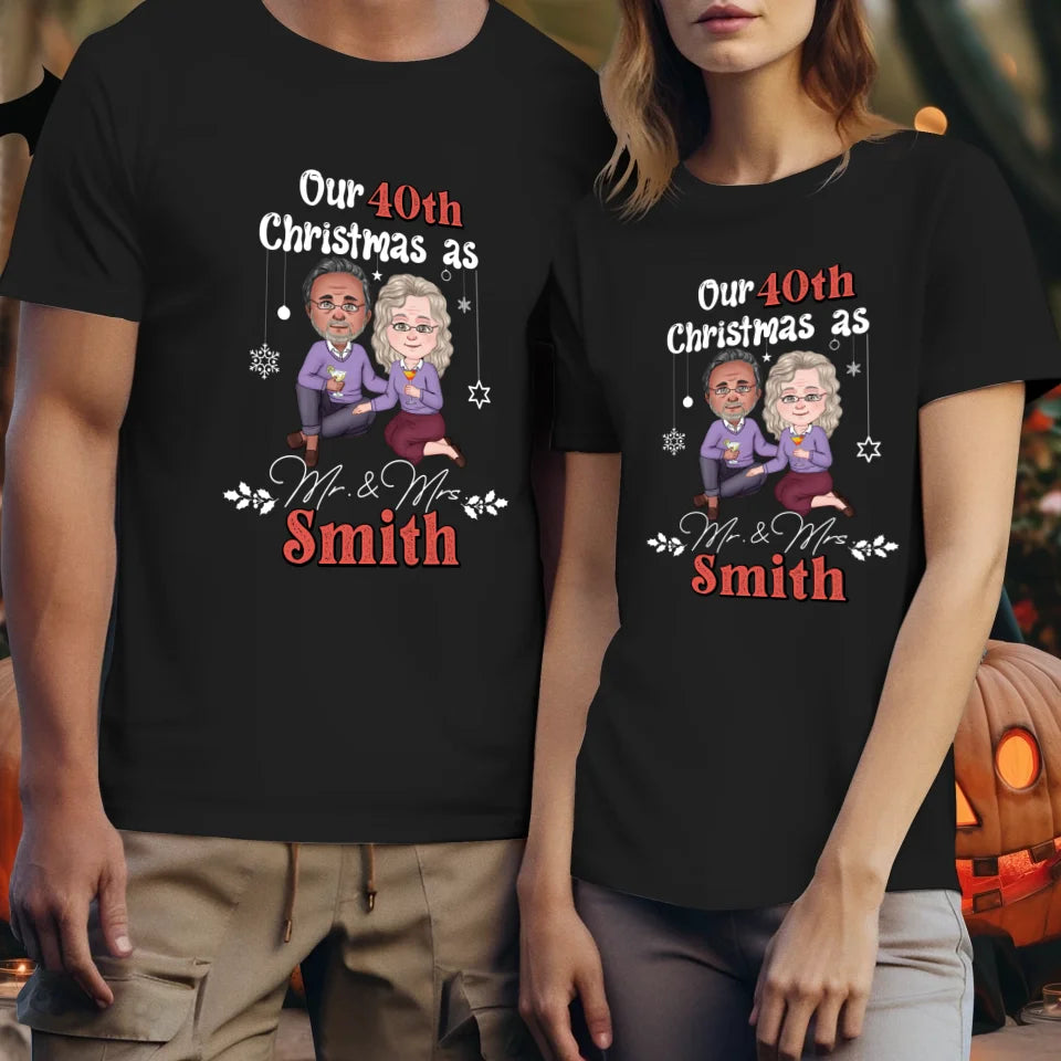 Our Christmas As Mr & Mrs - Custom Anniversary Year - Personalized Gift For Couples - Unisex T-Shirt