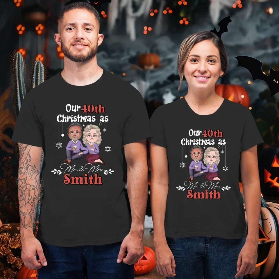 Our Christmas As Mr & Mrs - Custom Anniversary Year - Personalized Gift For Couples - Unisex T-Shirt