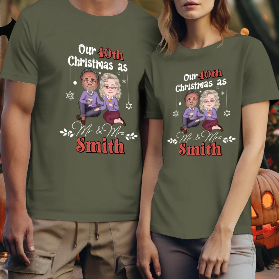 Our Christmas As Mr & Mrs - Custom Anniversary Year - Personalized Gift For Couples - Unisex T-Shirt