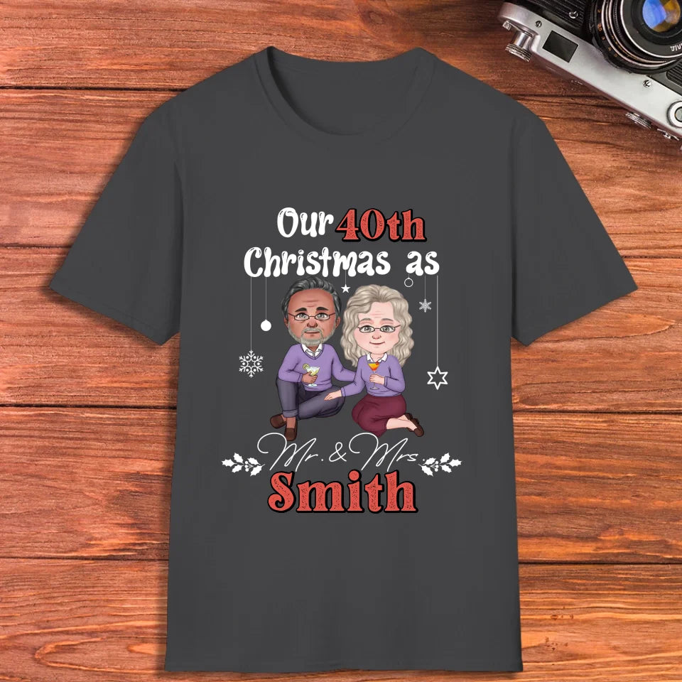 Our Christmas As Mr & Mrs - Custom Anniversary Year - Personalized Gift For Couples - Unisex T-Shirt