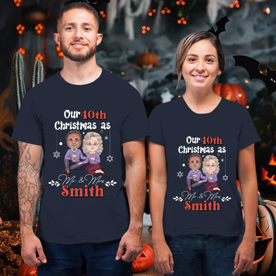 Our Christmas As Mr & Mrs - Custom Anniversary Year - Personalized Gift For Couples - Unisex T-Shirt