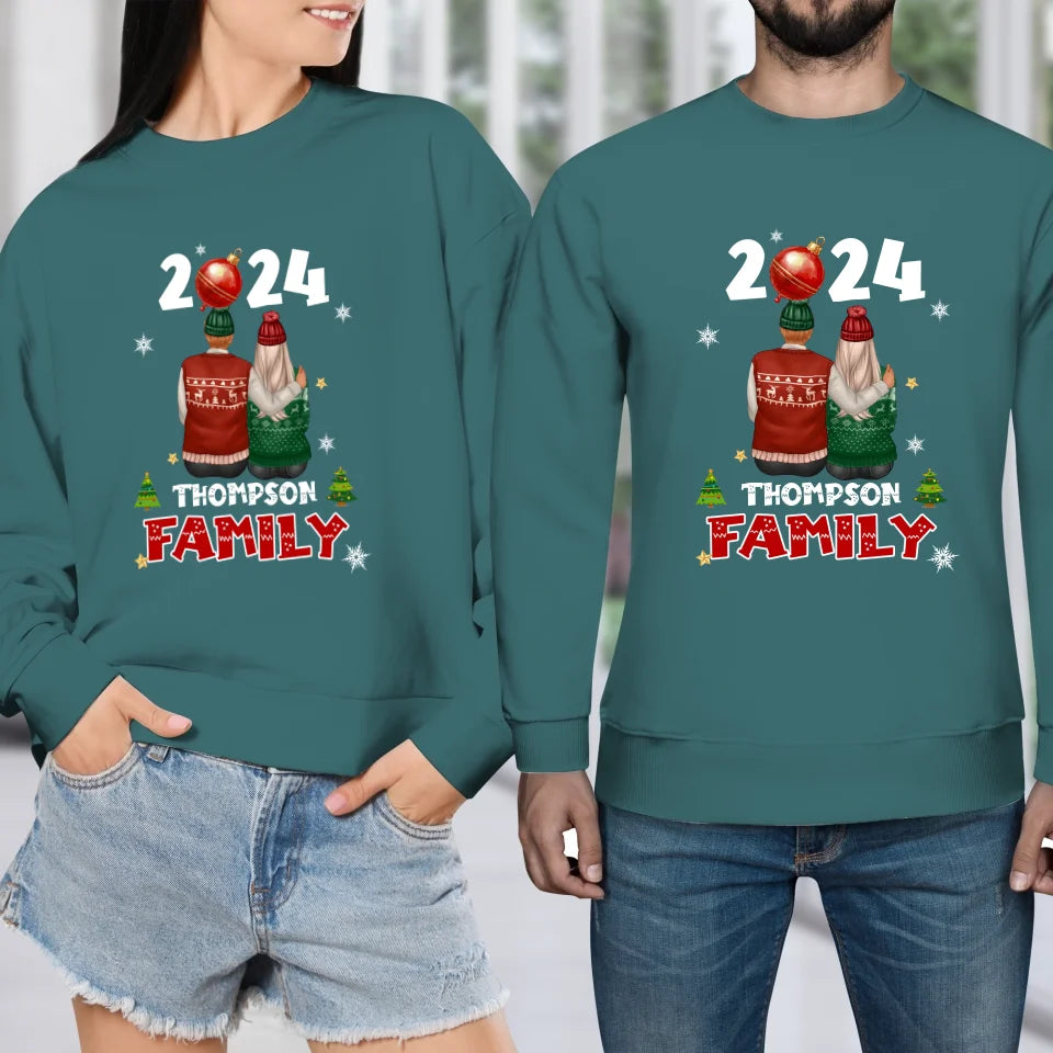 The Family On Christmas - Custom Name - Personalized Gift For Couples - Unisex Sweater