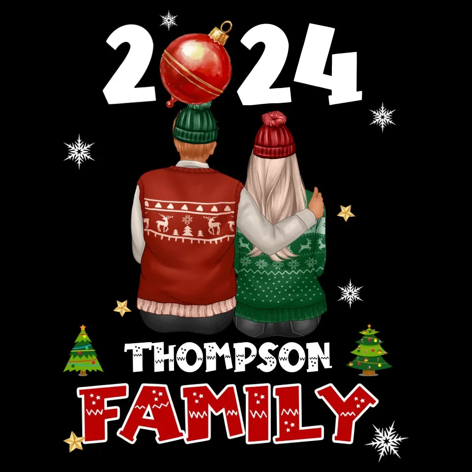 The Family On Christmas - Custom Name - Personalized Gift For Couples - Unisex Sweater