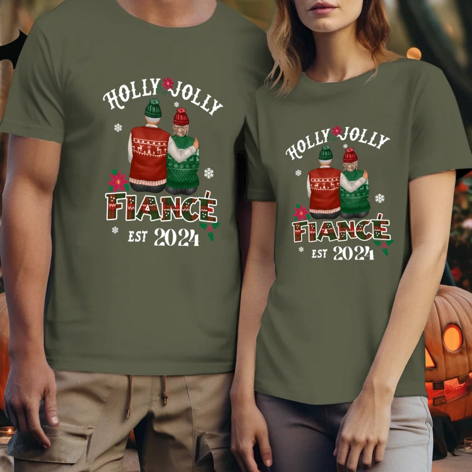 Holly Jolly Fiance - Custom Anniversary Year - Personalized Gift For Couples - Unisex T-Shirt