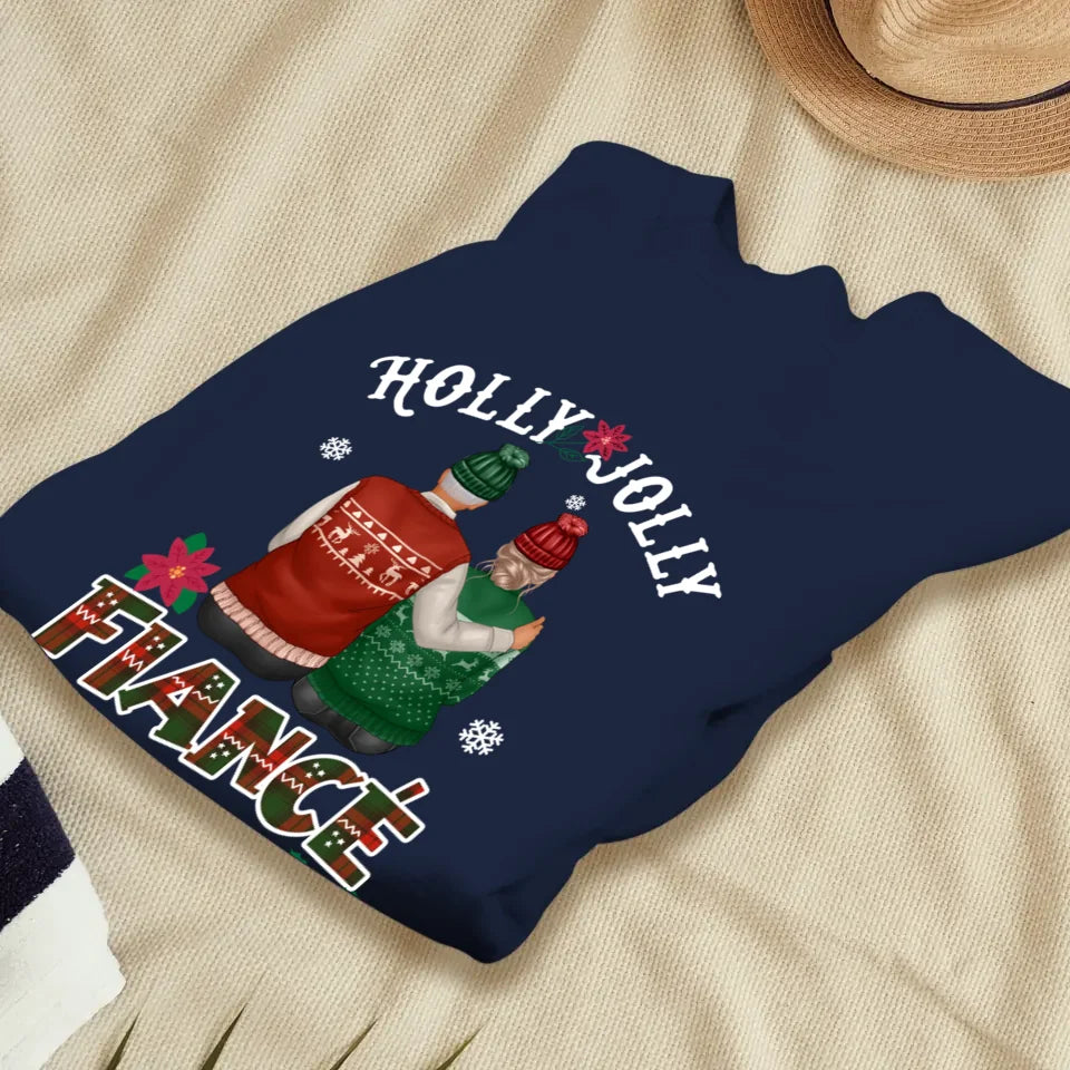 Holly Jolly Fiance - Custom Anniversary Year - Personalized Gift For Couples - Unisex Sweater