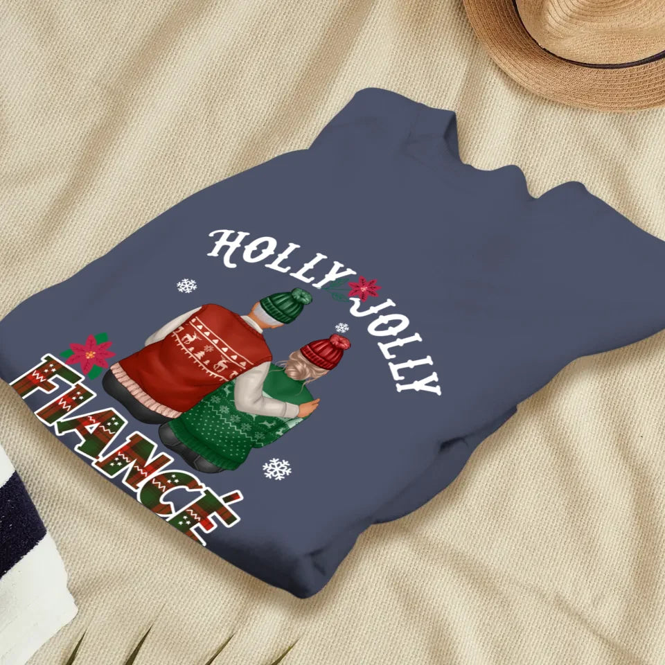 Holly Jolly Fiance - Custom Anniversary Year - Personalized Gift For Couples - Unisex Sweater