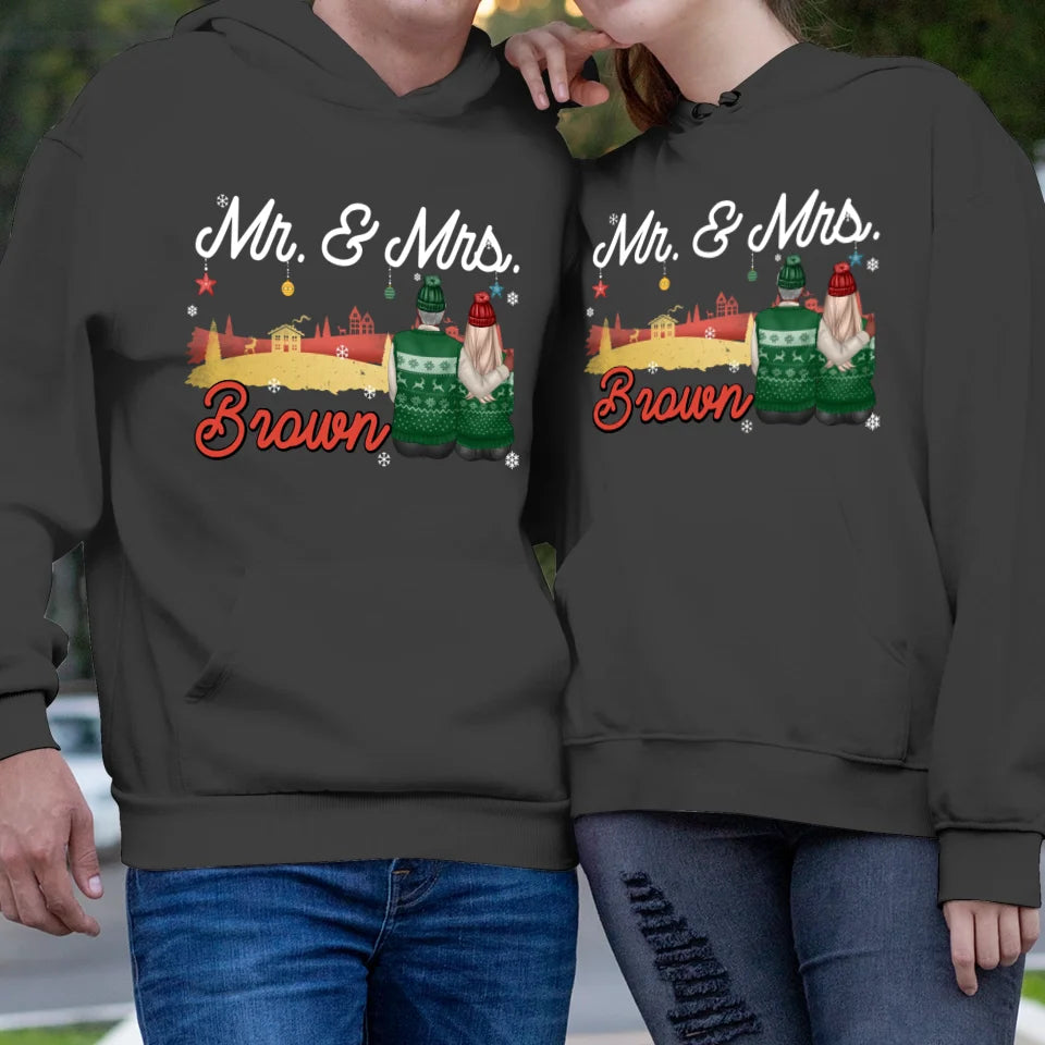 The Mr And Mrs In Christmas - Custom Name - Personalized Gift For Couples - Unisex Hoodie