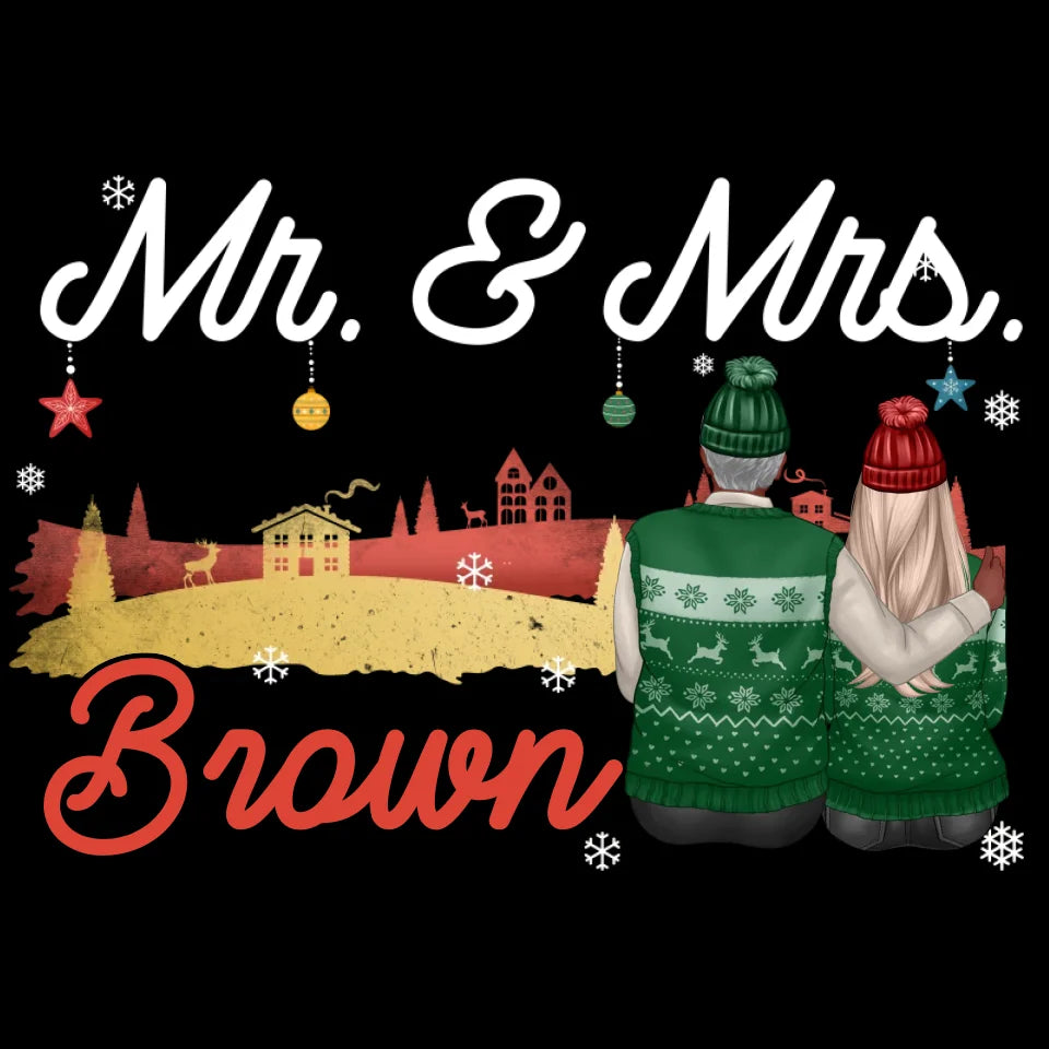 The Mr And Mrs In Christmas - Custom Name - Personalized Gift For Couples - Unisex Hoodie