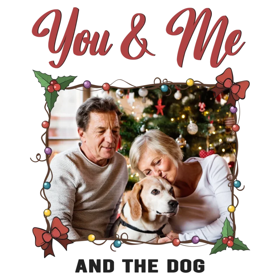 You & Me And The Dog - Custom Photo - Personalized Gift For Couples - Unisex Sweater