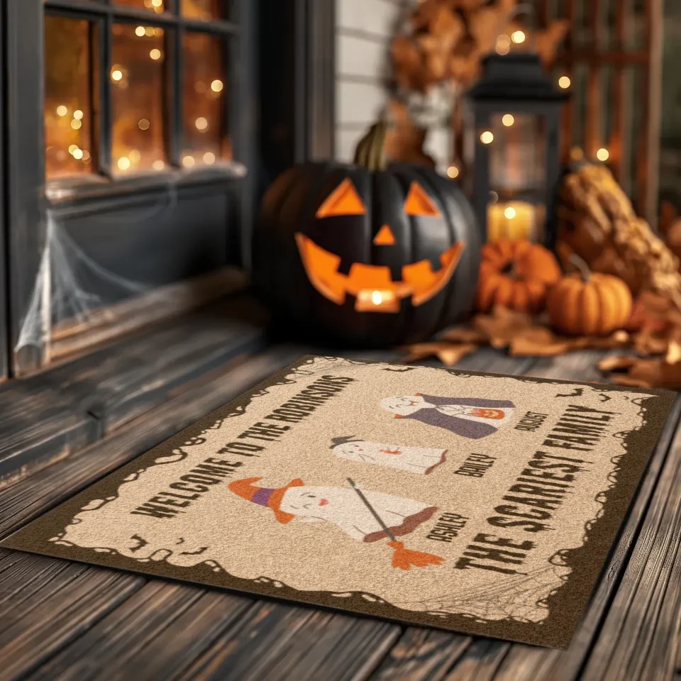 Welcome To The Scariest Family - Custom Name - Personalized Gifts For Family - Doormat (24" × 16")