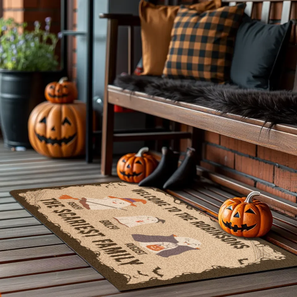 Welcome To The Scariest Family - Custom Name - Personalized Gifts For Family - Doormat (24" × 16")