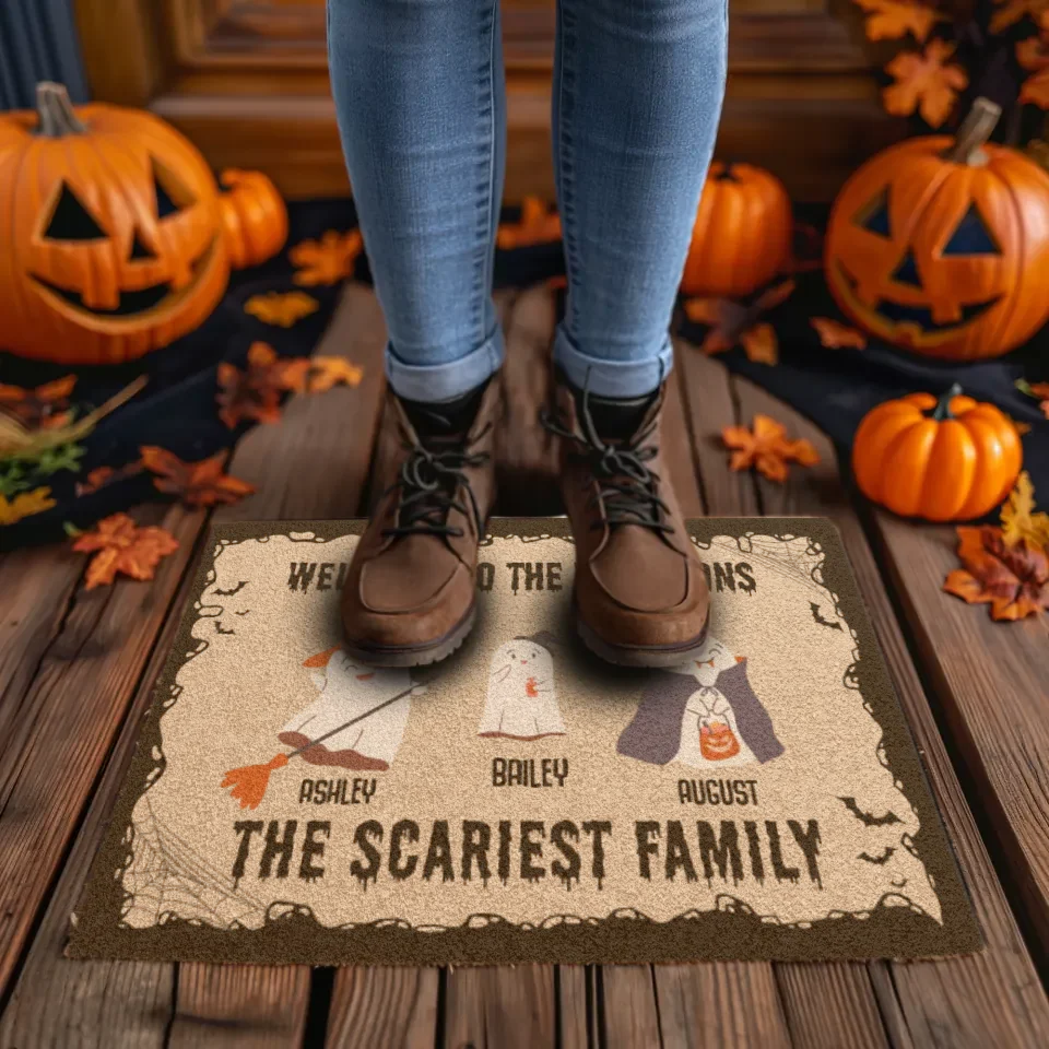 Welcome To The Scariest Family - Custom Name - Personalized Gifts For Family - Doormat (24" × 16")