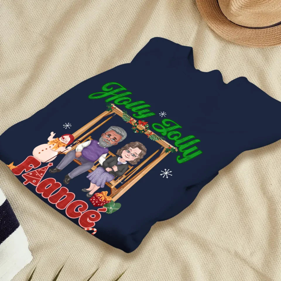 Holly Jolly Fiance Christmas - Custom Anniversary Year - Personalized Gift For Couples - Unisex Sweater