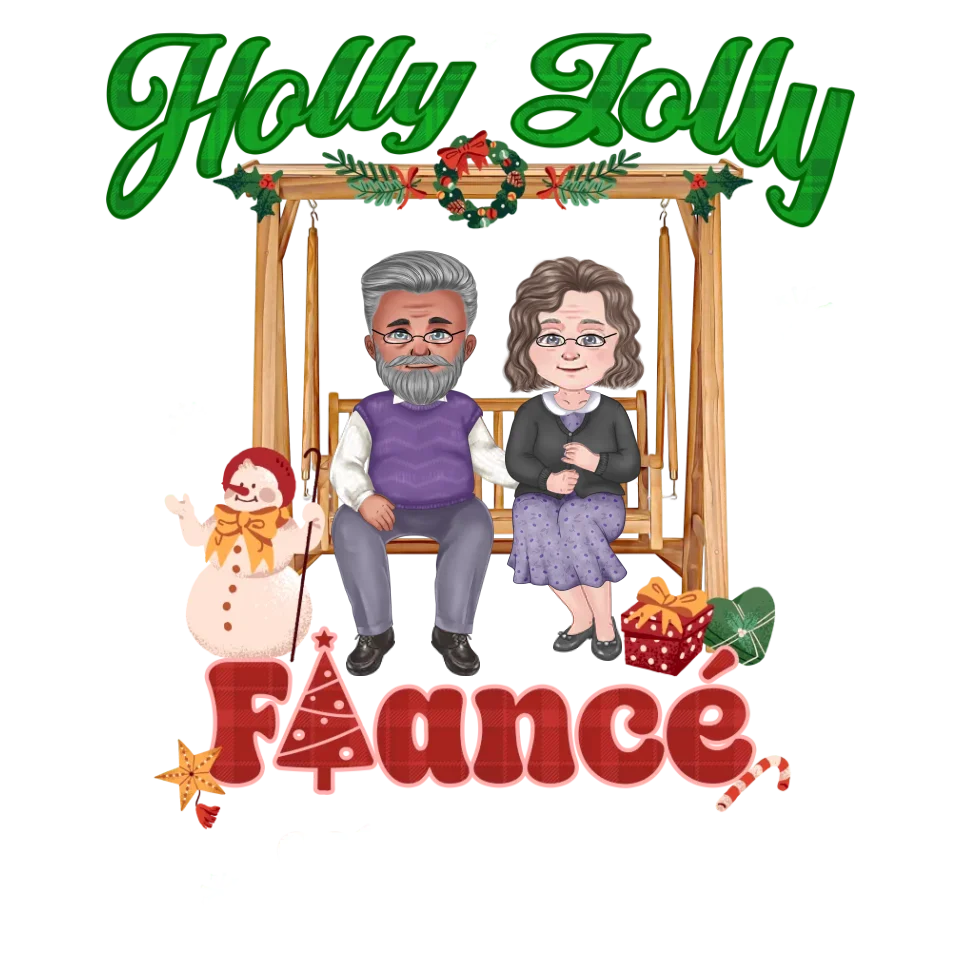 Holly Jolly Fiance Christmas - Custom Anniversary Year - Personalized Gift For Couples - Unisex Sweater