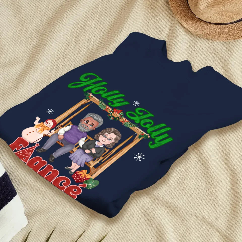 Holly Jolly Fiance Christmas - Custom Anniversary Year - Personalized Gift For Couples - Unisex Sweater