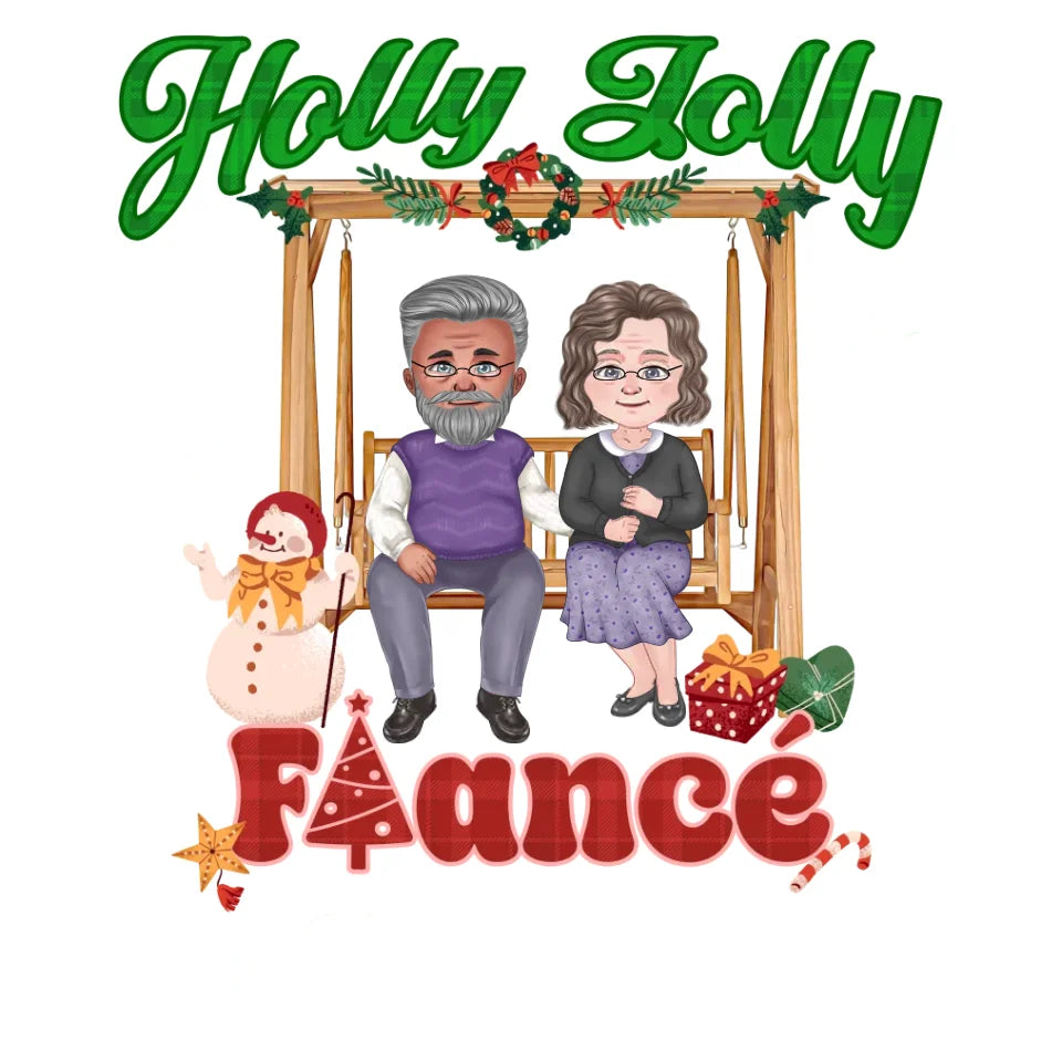 Holly Jolly Fiance Christmas - Custom Anniversary Year - Personalized Gift For Couples - Unisex Sweater