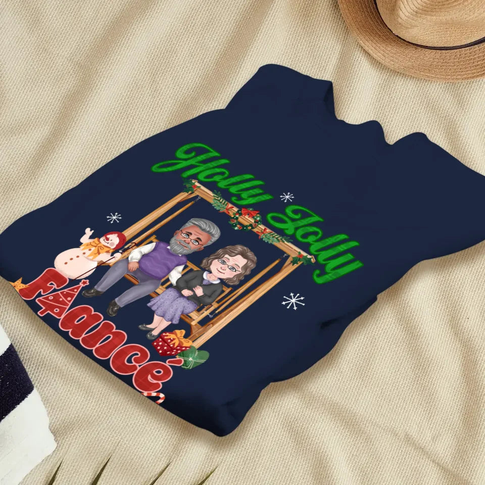 Holly Jolly Fiance Christmas - Custom Anniversary Year - Personalized Gift For Couples - Unisex Sweater