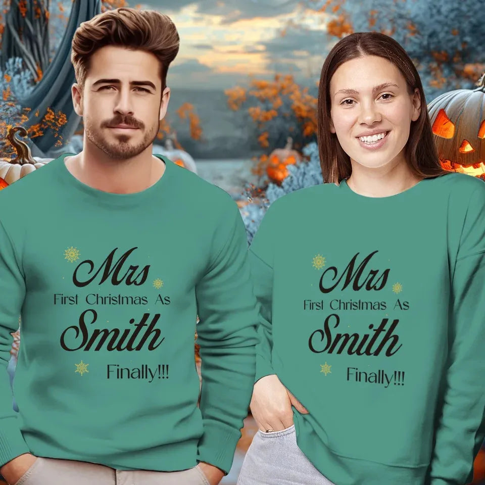 Our First Christmas - Custom Name - Personalized Gift For Couples - Unisex Sweater