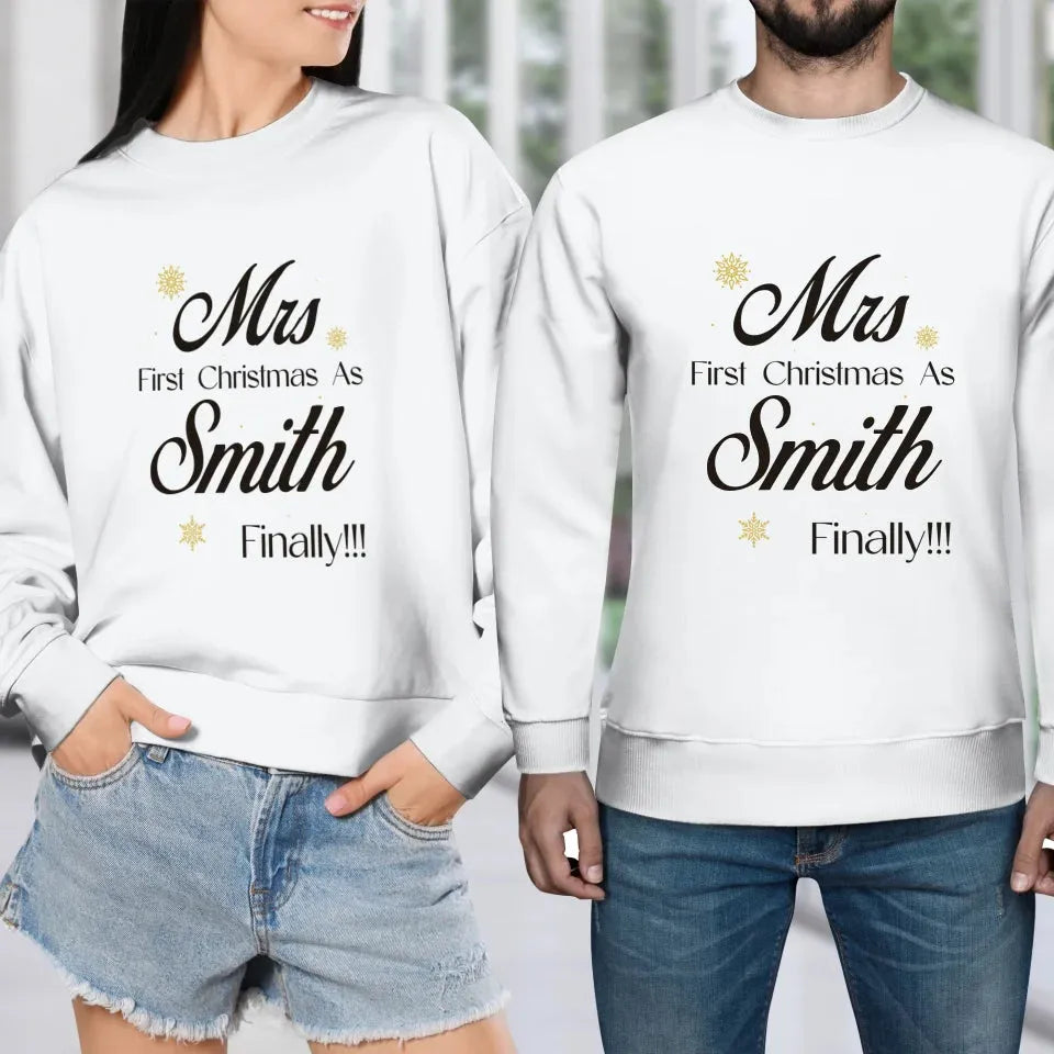 Our First Christmas - Custom Name - Personalized Gift For Couples - Unisex Sweater