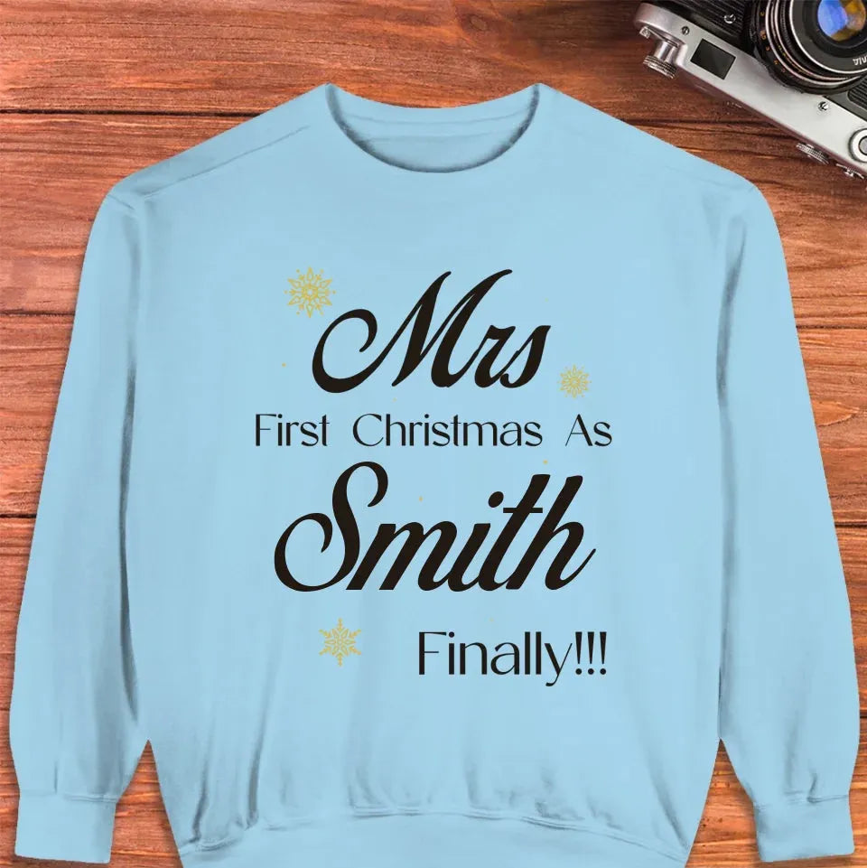 Our First Christmas - Custom Name - Personalized Gift For Couples - Unisex Sweater