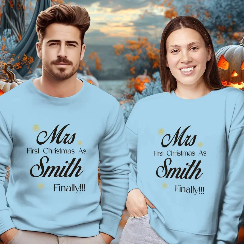 Our First Christmas - Custom Name - Personalized Gift For Couples - Unisex Sweater