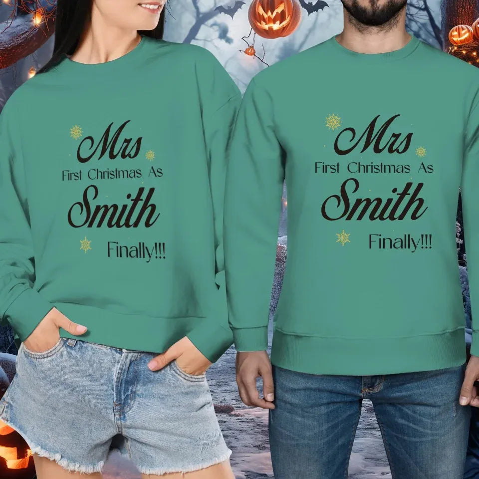 Our First Christmas - Custom Name - Personalized Gift For Couples - Unisex Sweater