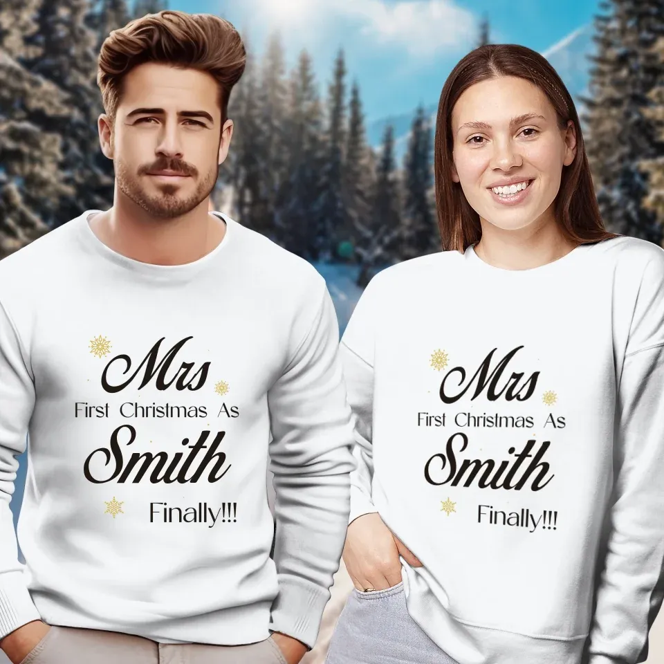 Our First Christmas - Custom Name - Personalized Gift For Couples - Unisex Sweater