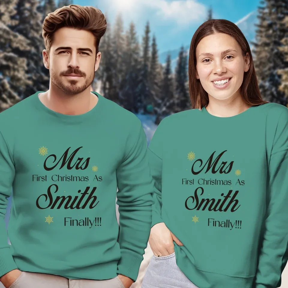 Our First Christmas - Custom Name - Personalized Gift For Couples - Unisex Sweater