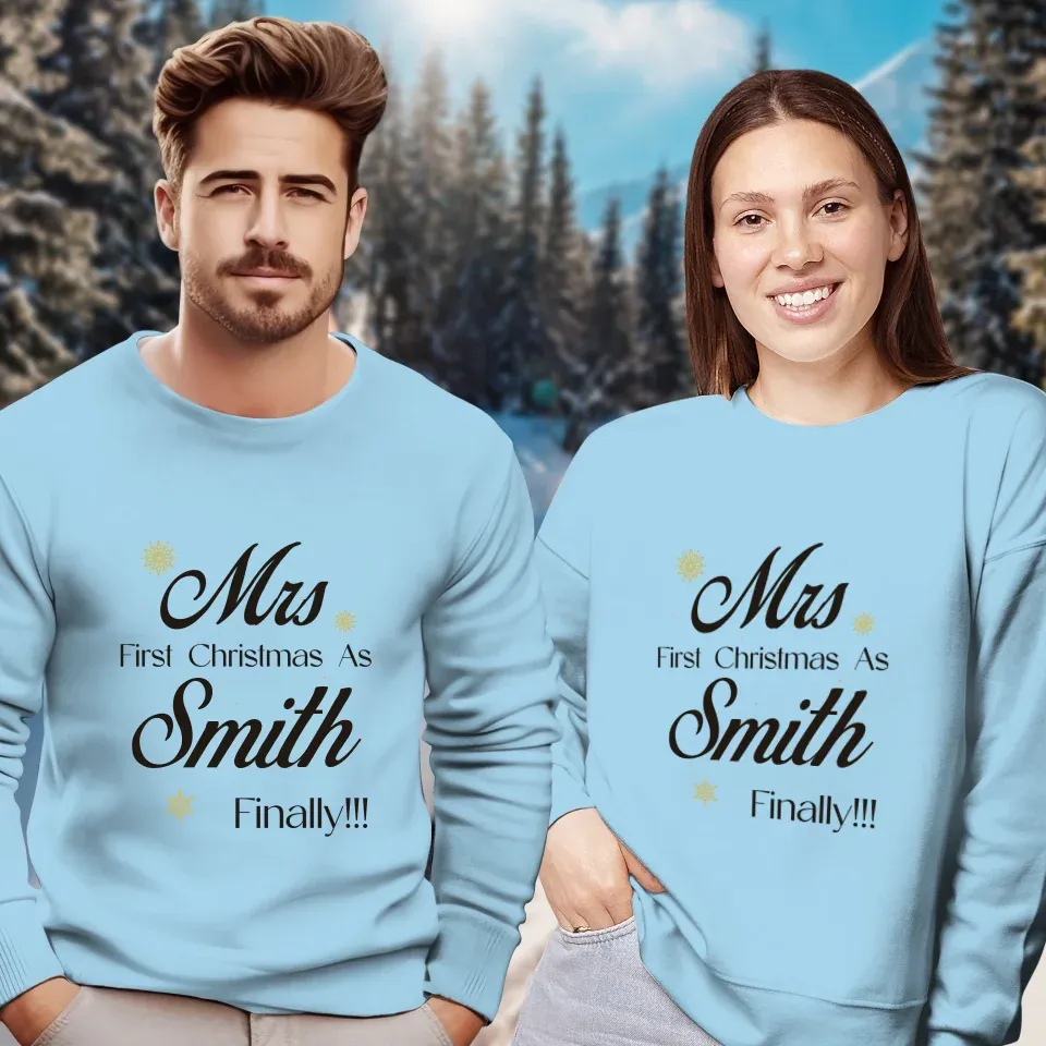 Our First Christmas - Custom Name - Personalized Gift For Couples - Unisex Sweater