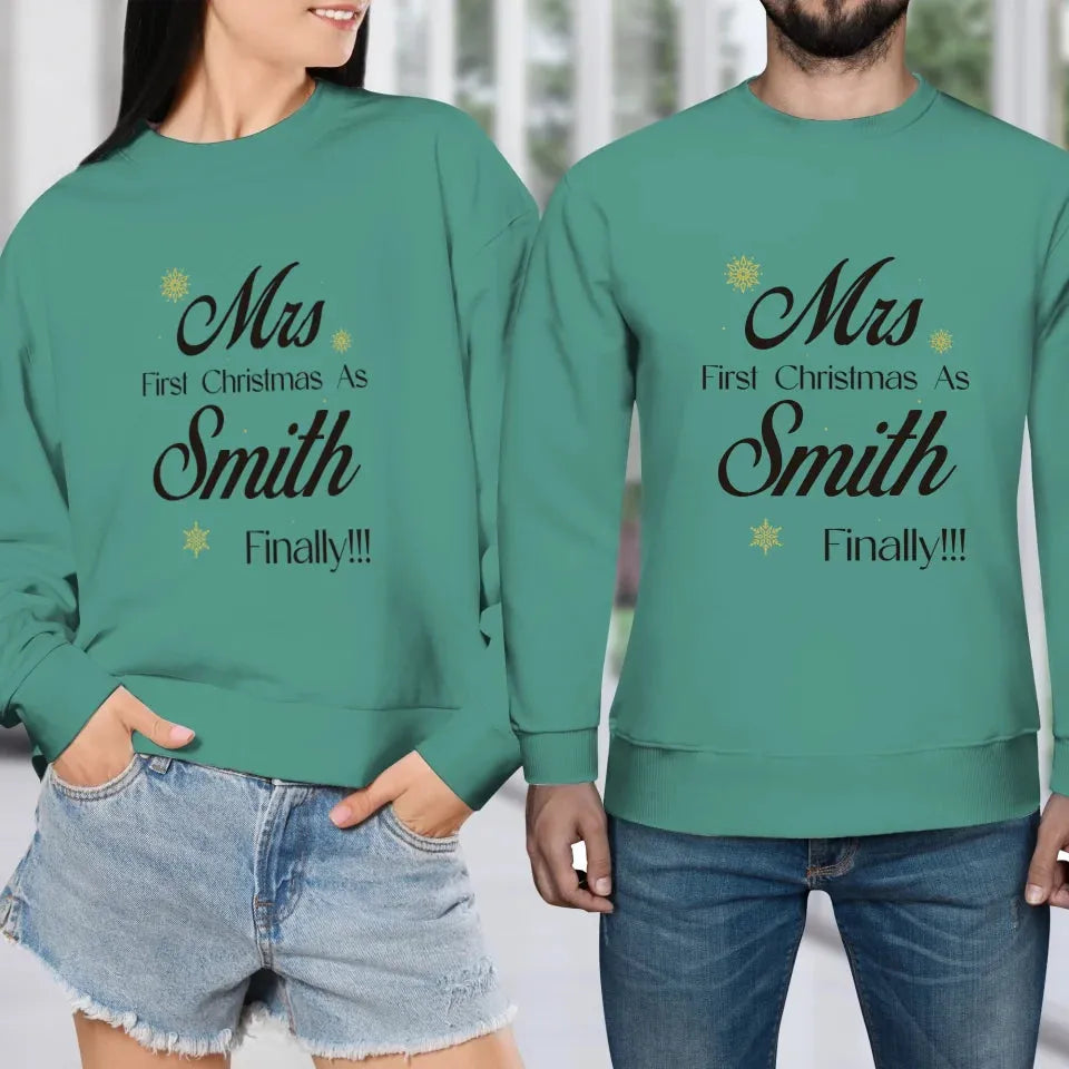 Our First Christmas - Custom Name - Personalized Gift For Couples - Unisex Sweater