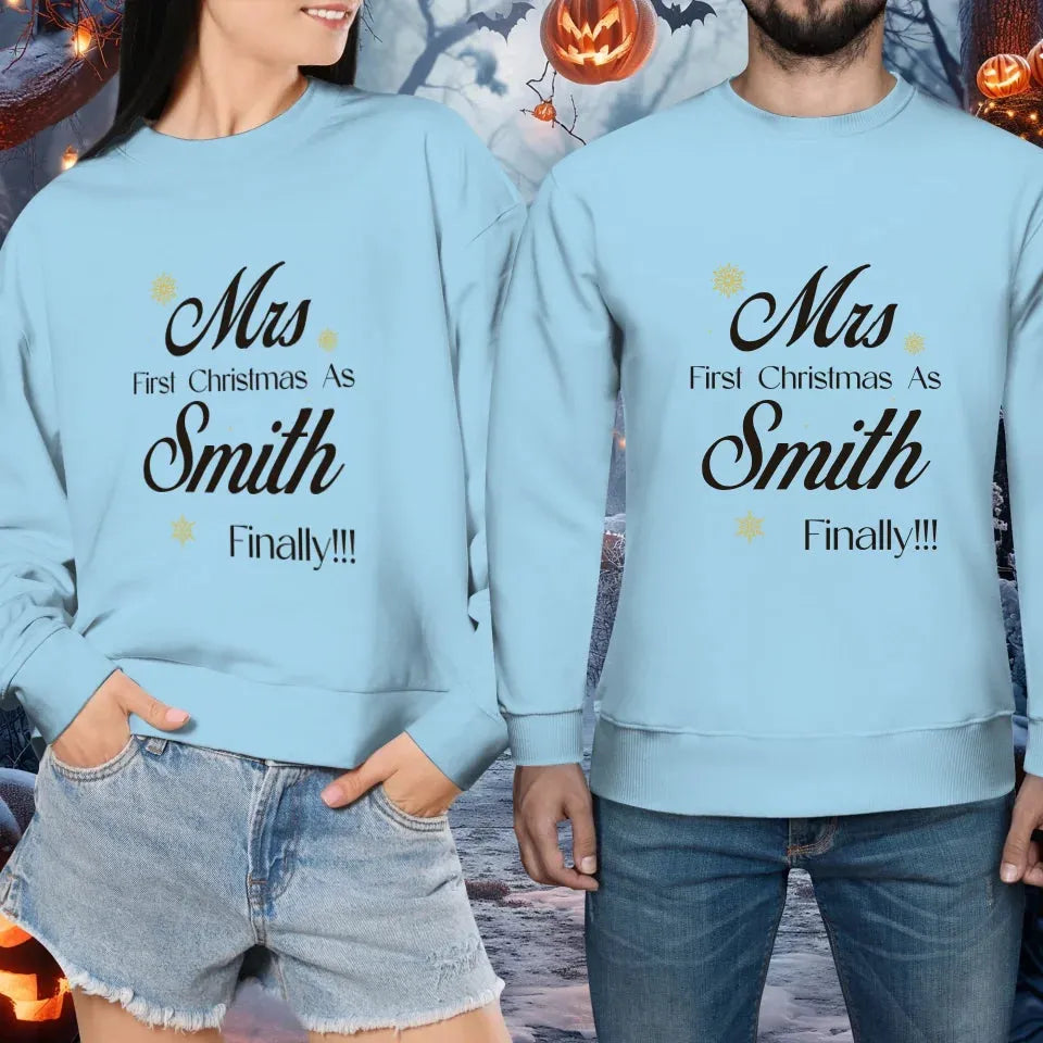 Our First Christmas - Custom Name - Personalized Gift For Couples - Unisex Sweater